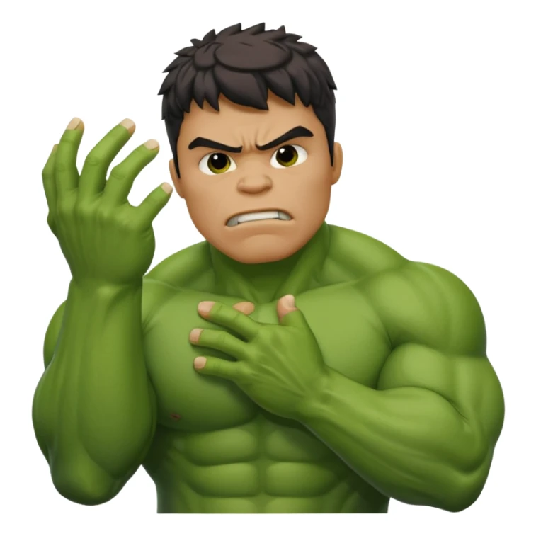 Create a man in a Hulk costume with a face palm sticker