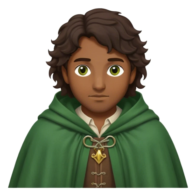 medieval outfit worn by a DnD themed fantasy character. basic linen shirt with a thick wool cloak. clothes only above the waist. The clothes full waist. The character's haven't arms. character is dark brown hair green eyes long wavy hair brown-skinned man. sticker