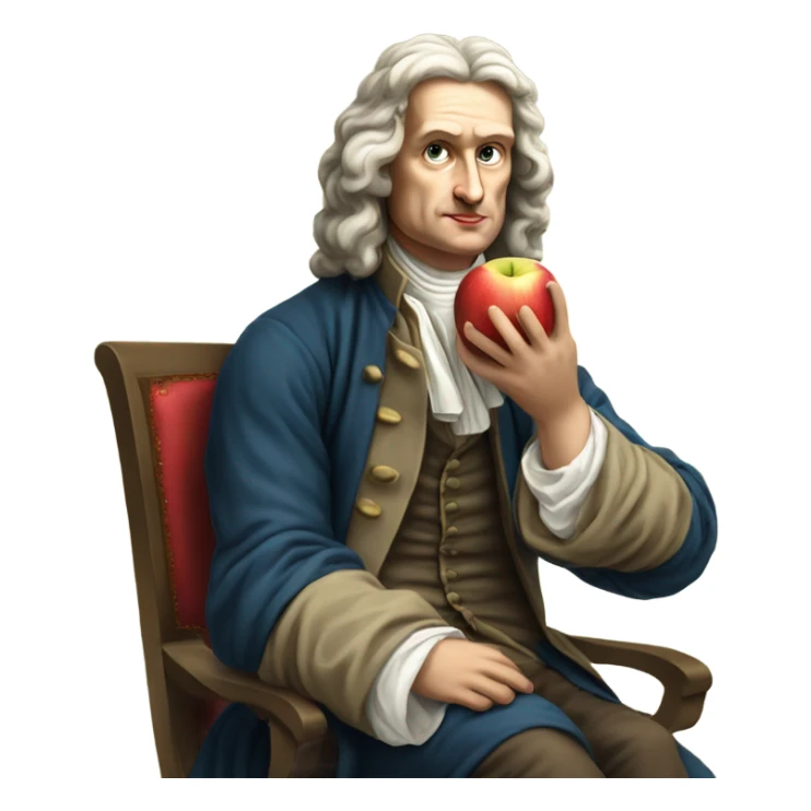 Sir Isaac Newton eating an apple sticker
