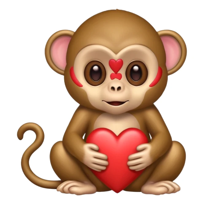 Monkey in love with hearts instead of eyes sticker