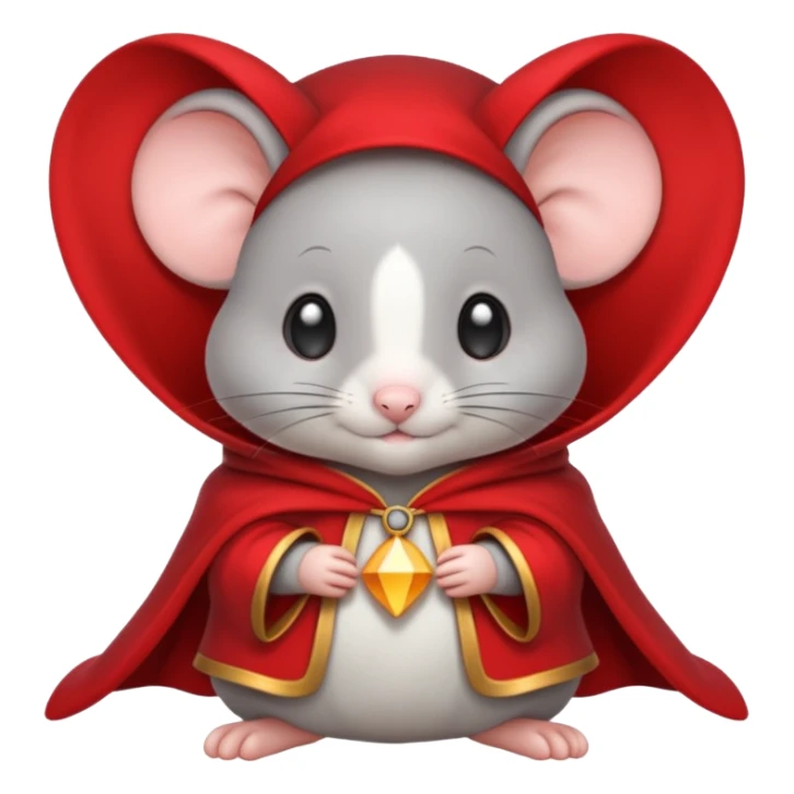 baby grey mouse, in magic red cloak sticker