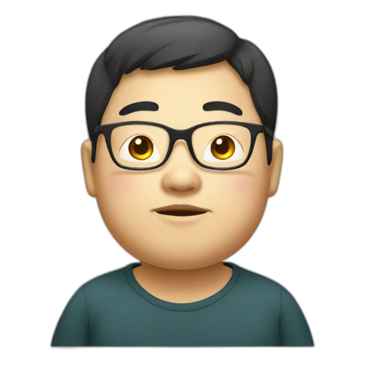 Fat Chinese boy with glasses sticker