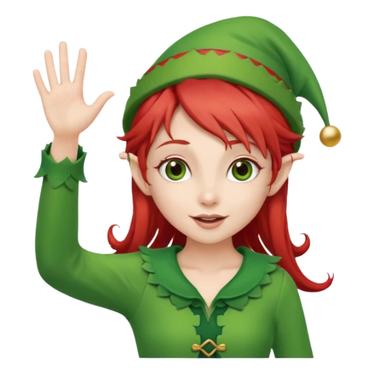 christmas elf girl with red hair, waving  sticker