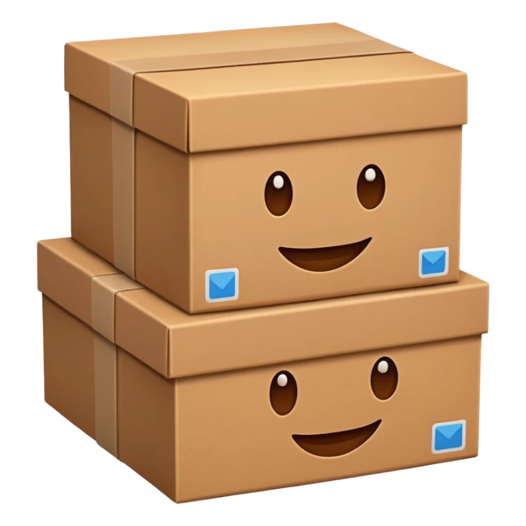 emoji of three classic brown boxes sticker