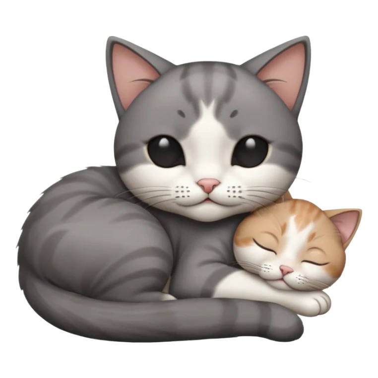 dark grey and white small cat with its eyes closed lying down leaning on its elbow with its paw curled under its head holding it up sticker