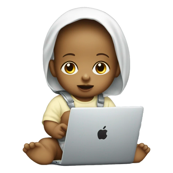 baby with pacifer working at the laptop apple style  sticker