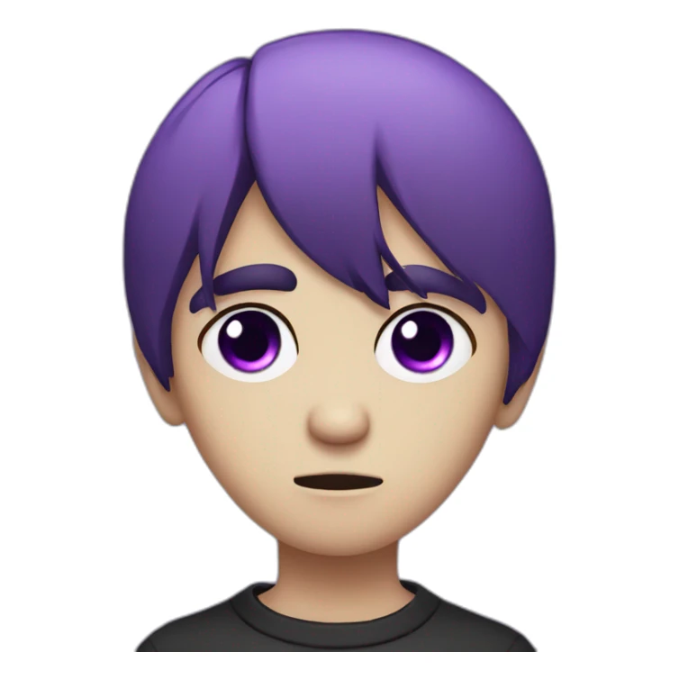 sad emo boy with purple eyes short dark hair sticker