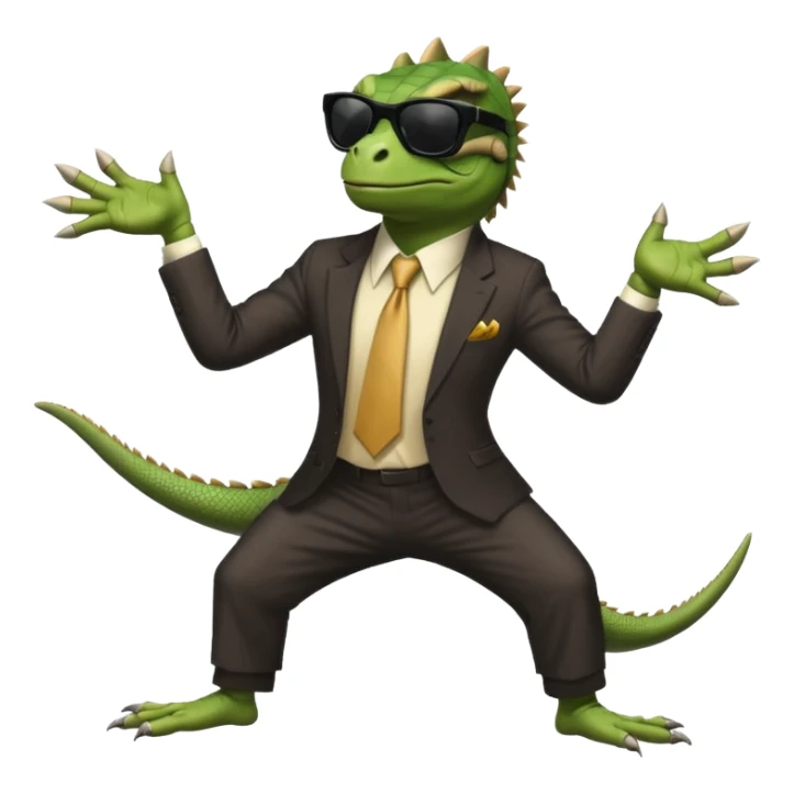 capitalist iguana banker godfather with black sunglasses breakdance sticker