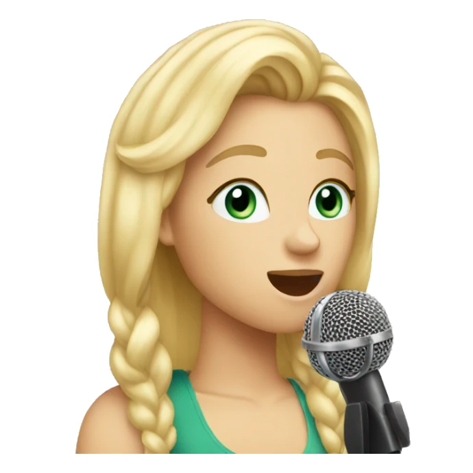 blonde hair emoji singing into mic sticker
