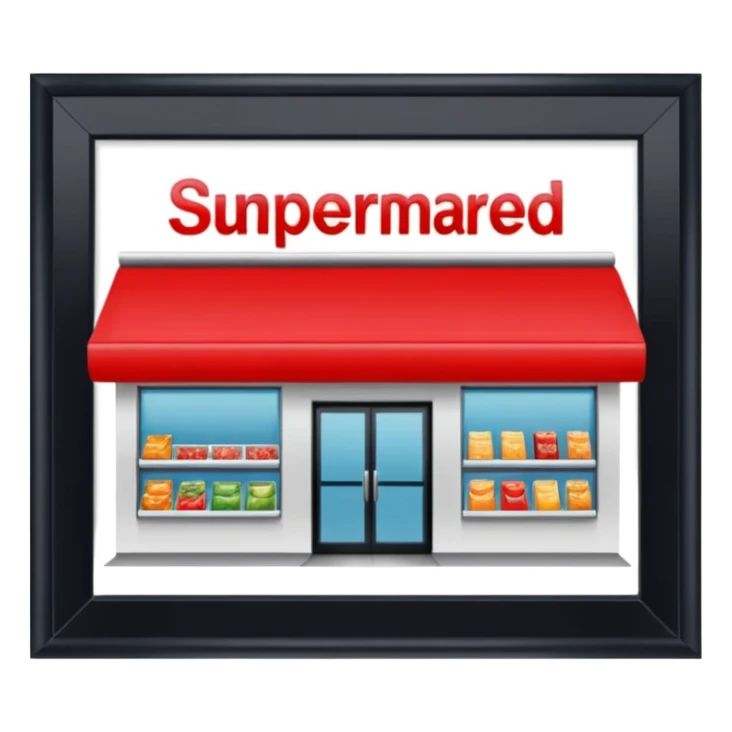 create a supermarket shop front that is red in nature and looks like wellcome sticker