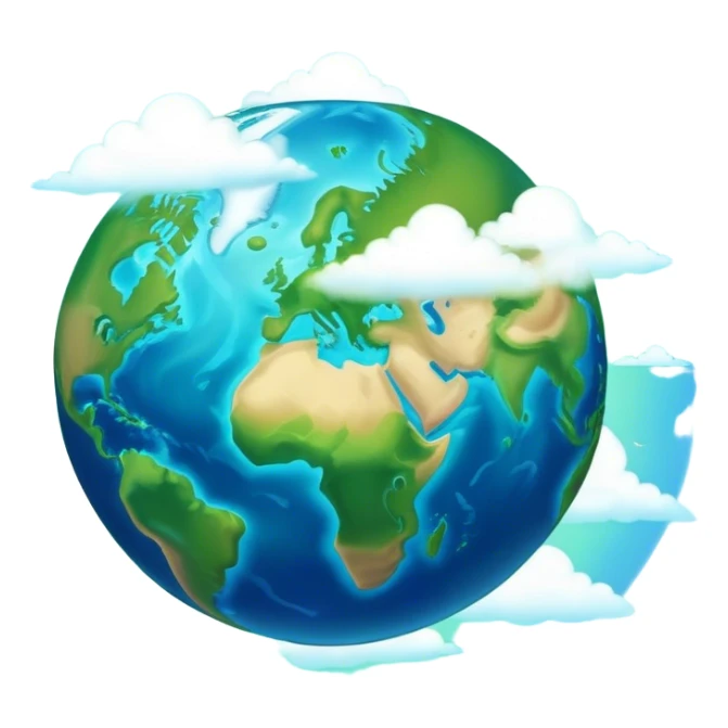Cinematic Realistic Earth, depicted with vibrant blue oceans, clouds, and lush green continents rendered in exquisite detail, high shine, and a soft radiant glow that captures the dynamic, life-sustaining beauty of our home planet. sticker