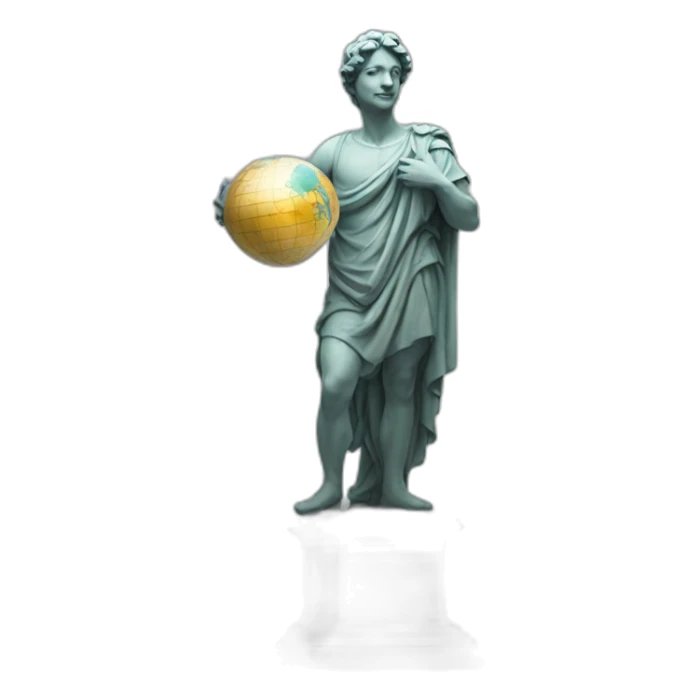 italian statue holding a globus sticker