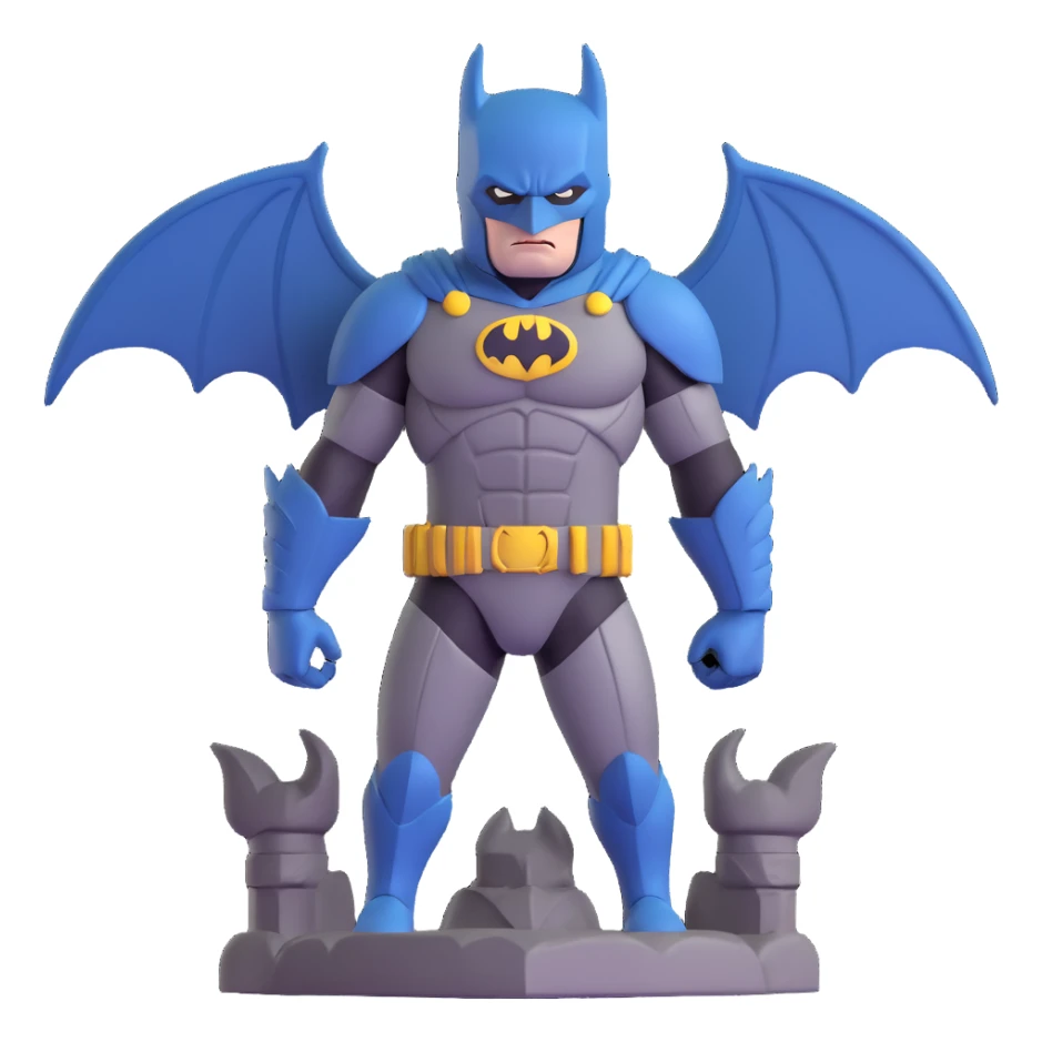 Batman in tactical armor suit with pointed ears, standing on gargoyle sticker