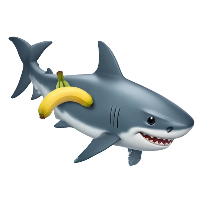 Shark jumping out of water to catch a banana sticker