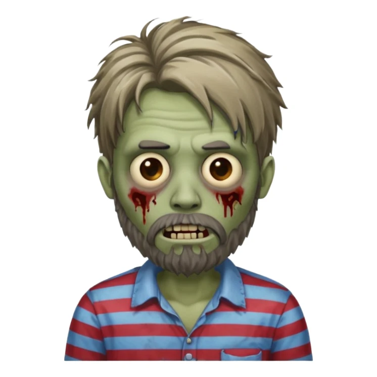 zombie in stripe  men long hair & bearded sticker