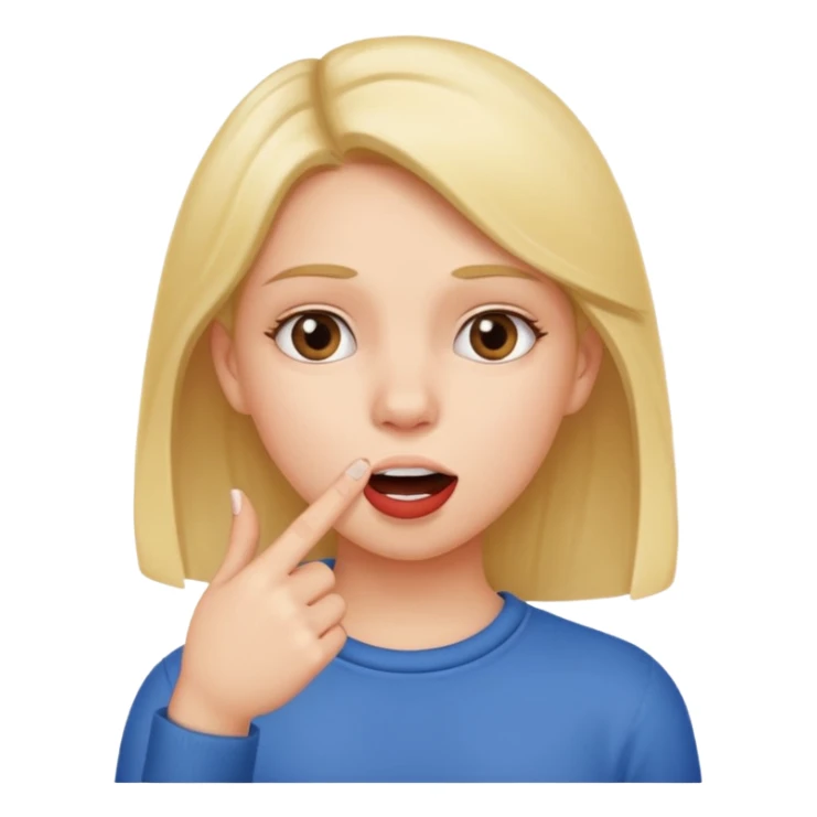 Girl who is putting her finger between her teeth sticker