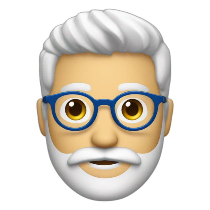 cara de hombre blanco con barba y lentes azules redondos, sorprendido sticker