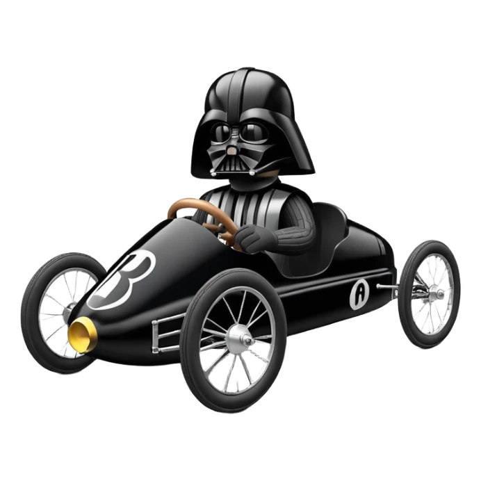 Darth Vader’s plush and refined streamlined two cylinder racing cyclekart with advanced rugged suspension and steering  sticker