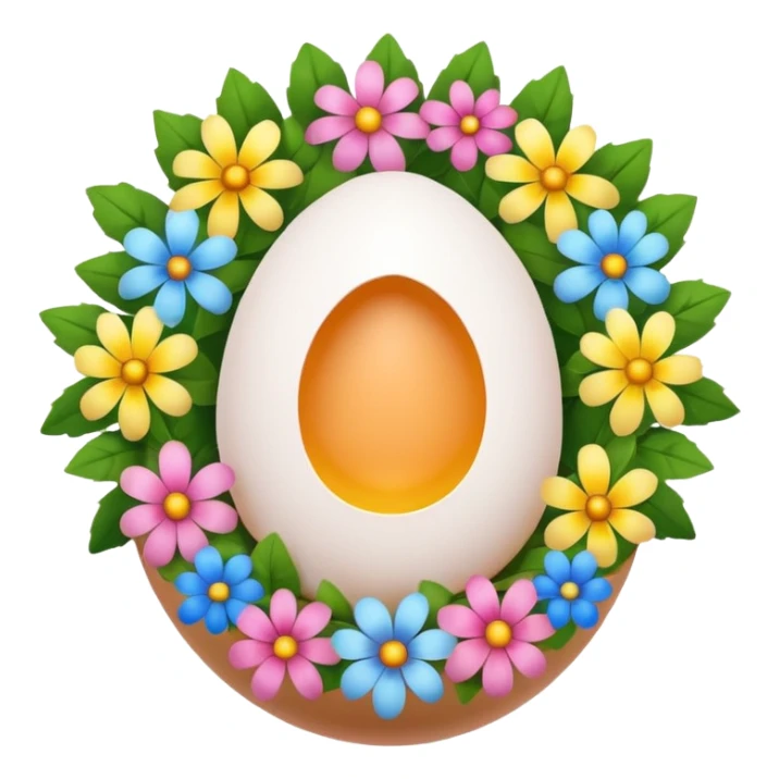 Egg with a wreath of flowers sticker