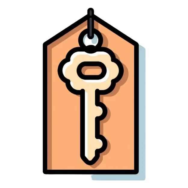 classic vintage hotel room key with diamond-shaped tag sticker