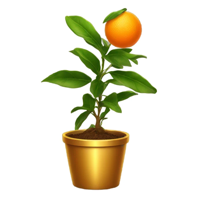 orange plant in gold pot sticker