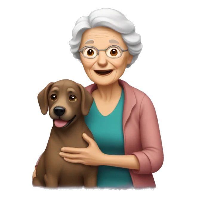 Old women with dog sticker