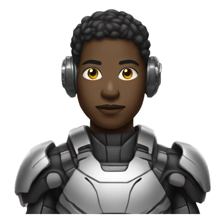 Black person wearing cyborg gear  sticker