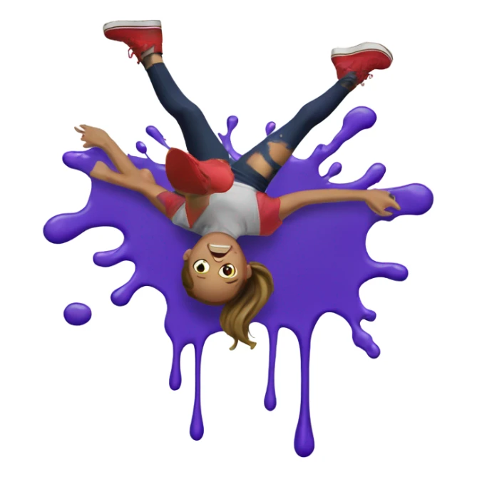 girl falling on puddle of paint on legs sticker