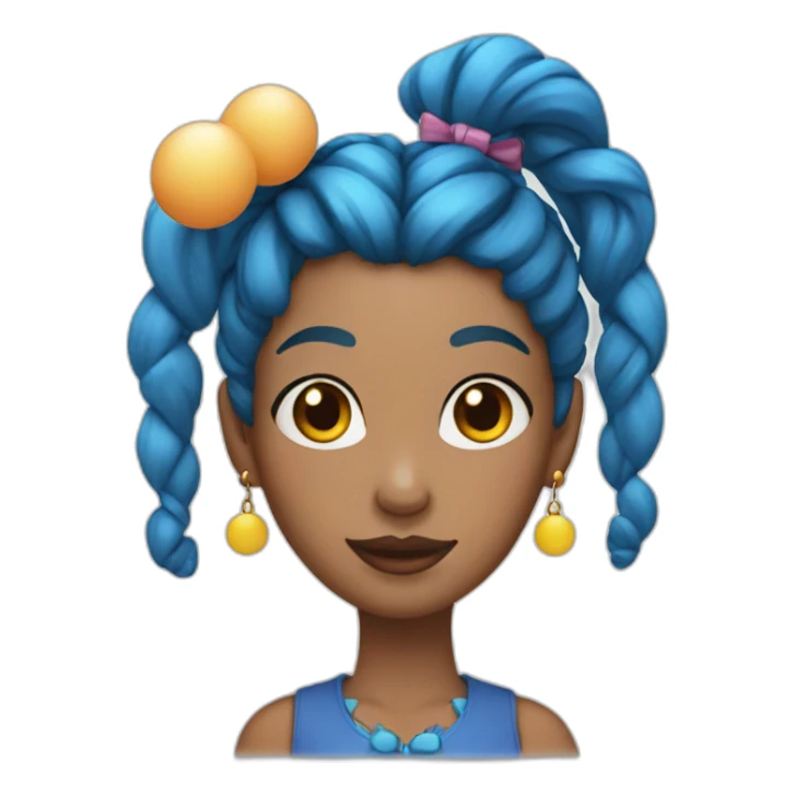 lady with blue pigtails and egg earrings sticker