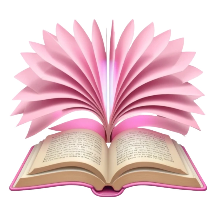An open pink book with glowing lights emerging from its pages,  sticker