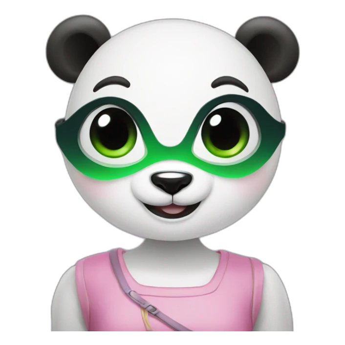 Green-eyed panda girl with brackfast sticker