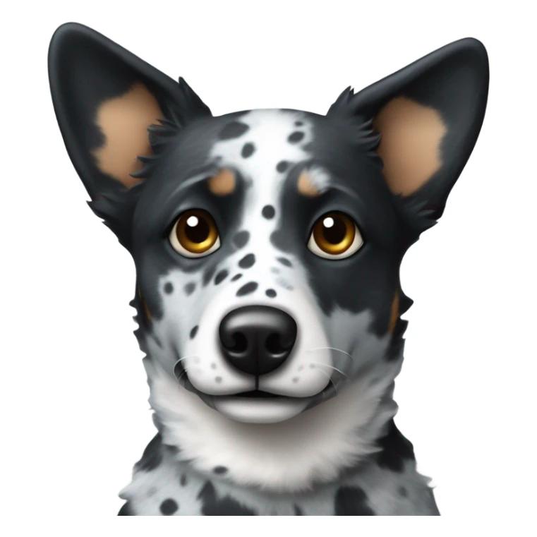 Blue heeler with floppy ears and is black with white spots sticker