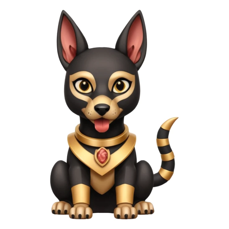  Fit mean Short-eared Black fur beautiful female robo anubis puppy statue posed biting bacon  sticker