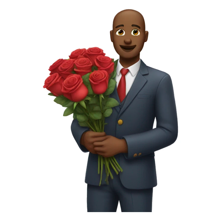 a man with a  bunch of roses sticker