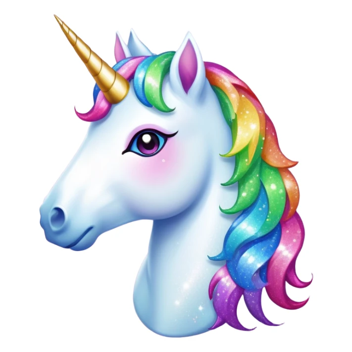Magical unicorn with rainbow mane and sparkling glitter all around it sticker