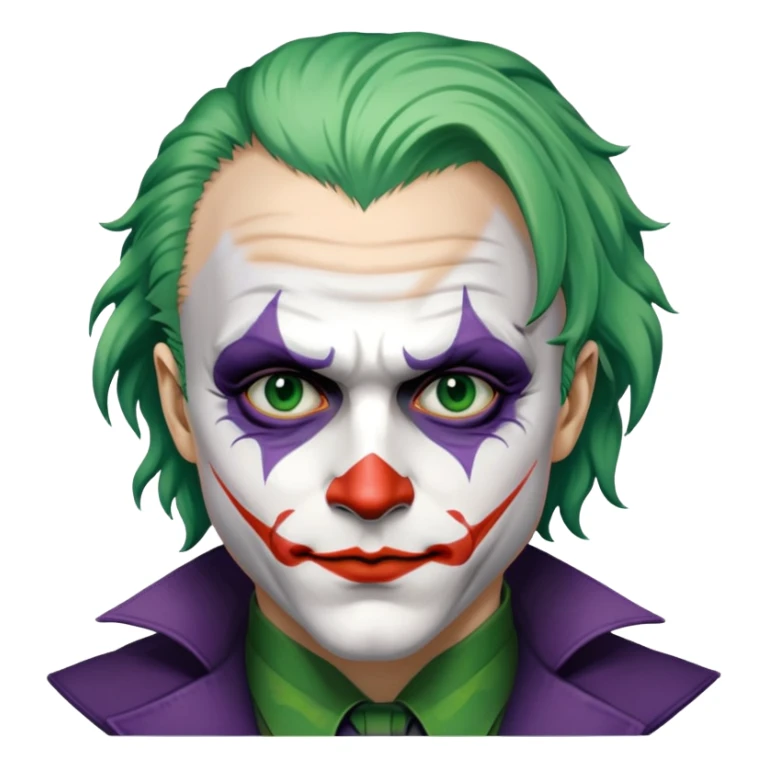 Heath Ledger Joker with face paint and green hair sticker