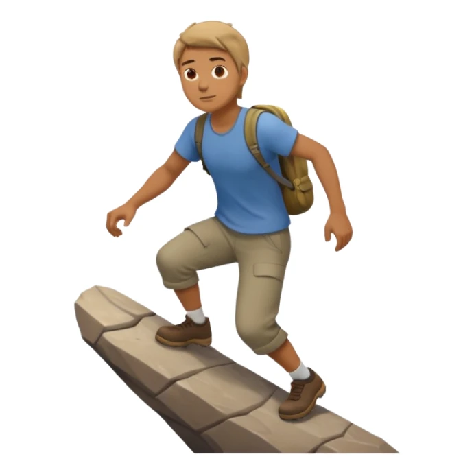 Man in simple clothes Climbing up a hill sticker