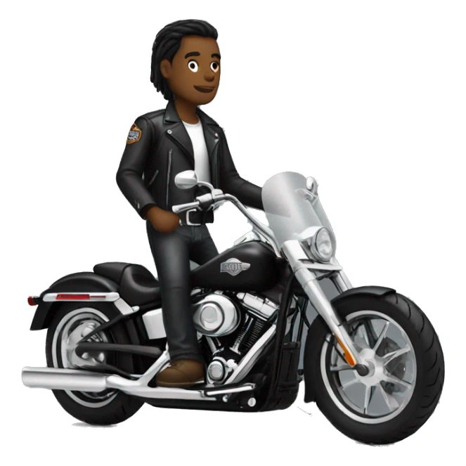 Black harley davidson with white rider sticker