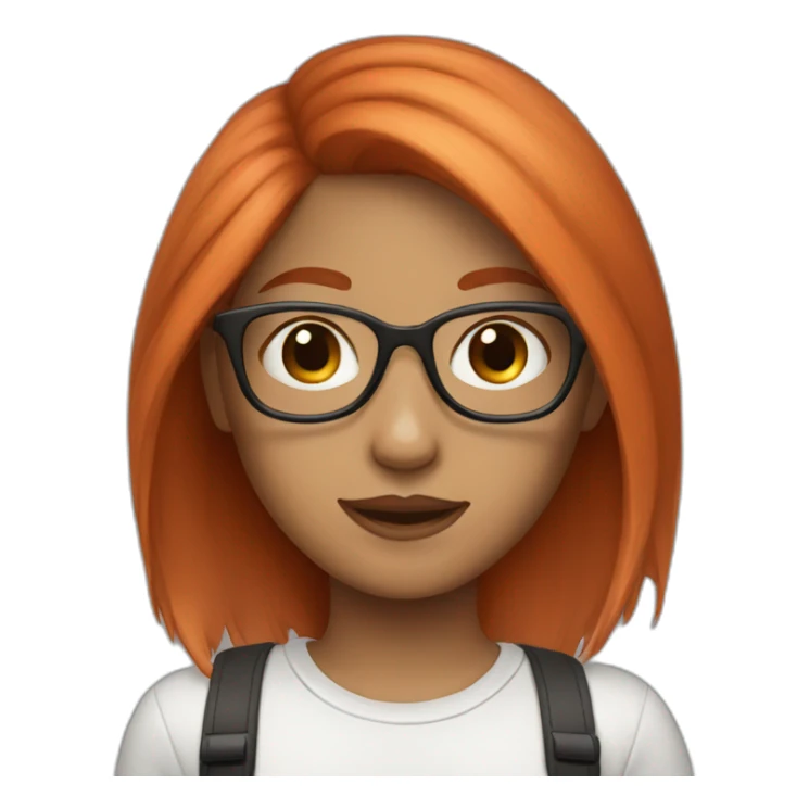girl with glasses and red tip hair sticker