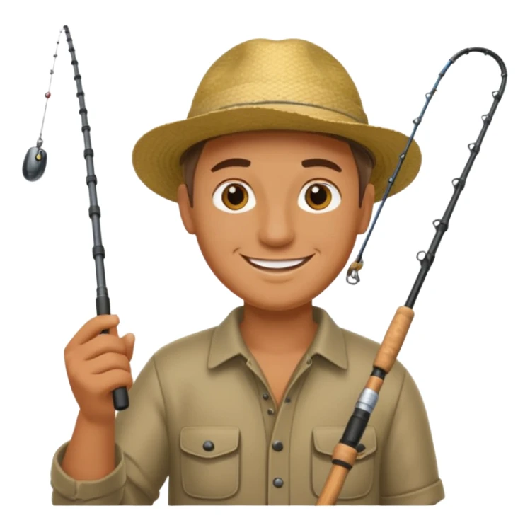 a man holding a fishing rod sticker