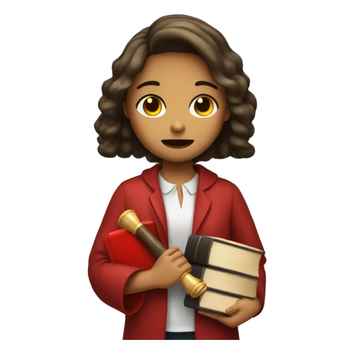 Girl holding a gavel and a red book while crying  sticker