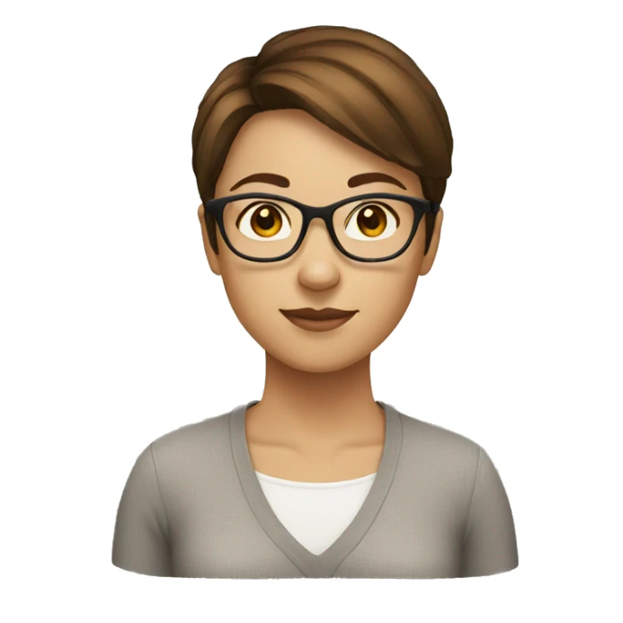 Female with glasses and short brown hair sticker