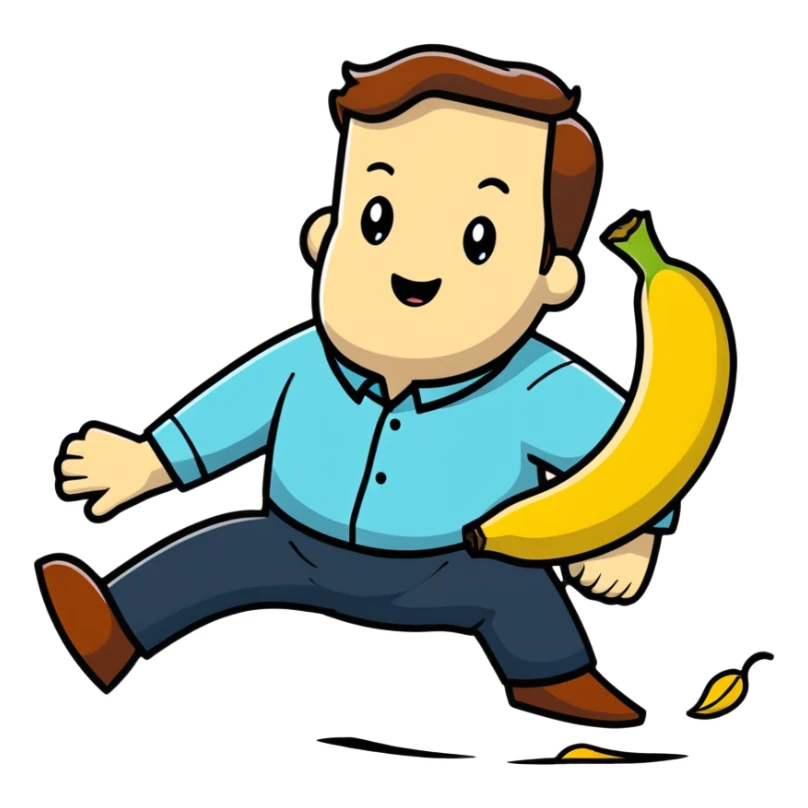 JD Vance with one foot stepping on a single banana peel on the ground, falling backwards sticker