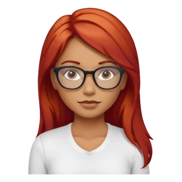 Crespa peli roja tono fuerte , trigueña , con lentes y top blanco pelo largo  sticker
