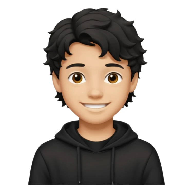 Menino de 15 anos de cabelo preto ondulado e de roupa preta sticker