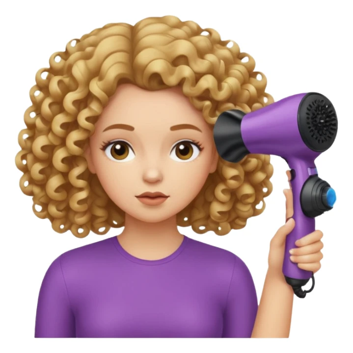 a girl scrunching her curls with a blow dryer  sticker