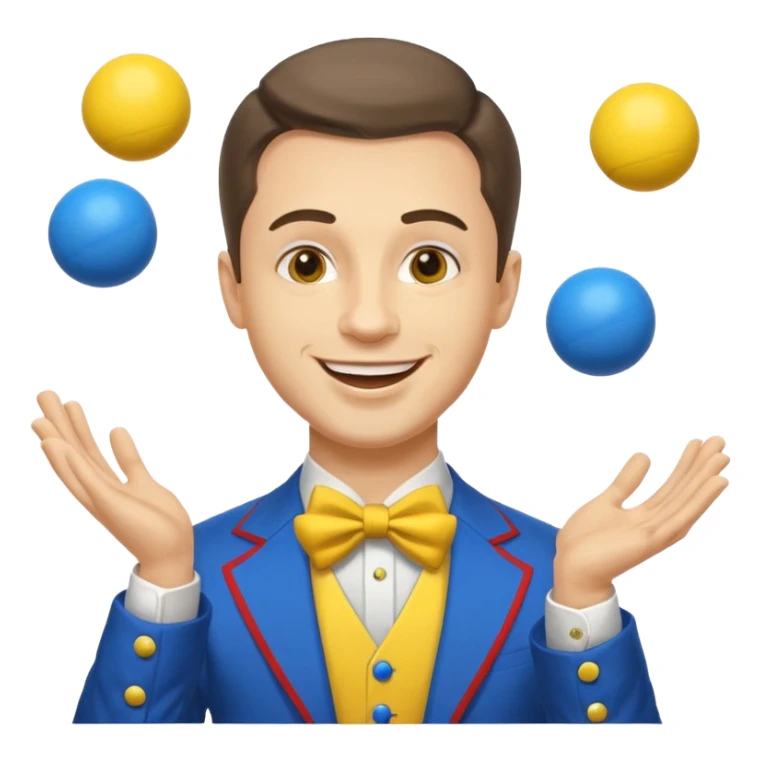 circus juggler zelensky juggling two balls blue and yellow sticker