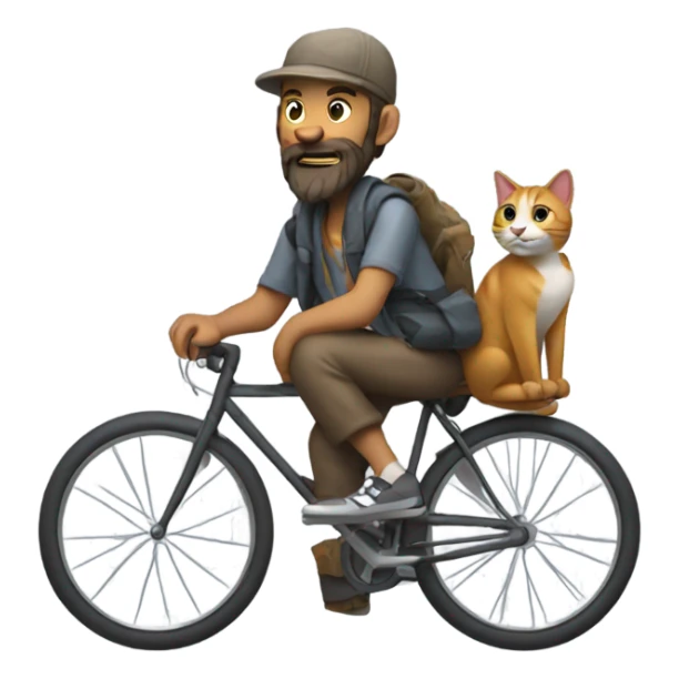Cycling hobo with a cat on shoulder  sticker