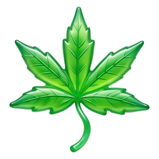 glossy green gusher gummy in the shape of a weed leaf sticker