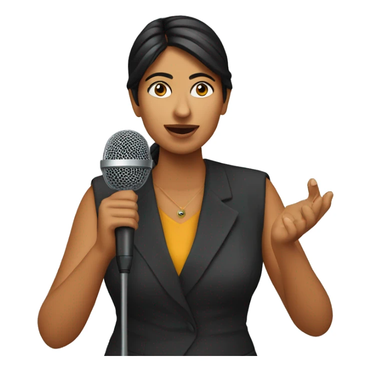 woman indian media reporter with microphone sticker